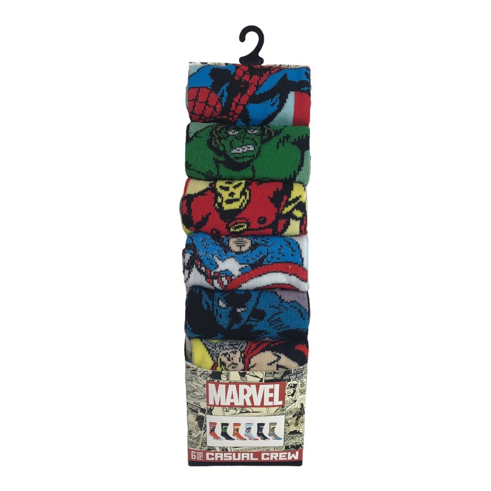 Marvel Casual Crew Socks - 6 Pairs (Discontinued Design)